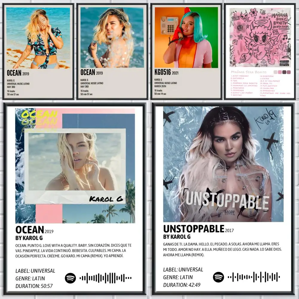 

Hot Singer K-karol G Poster Trendy Aesthetic Wall Art Poster Sticker Printed on PP Paper for Living Room Bar Decoration