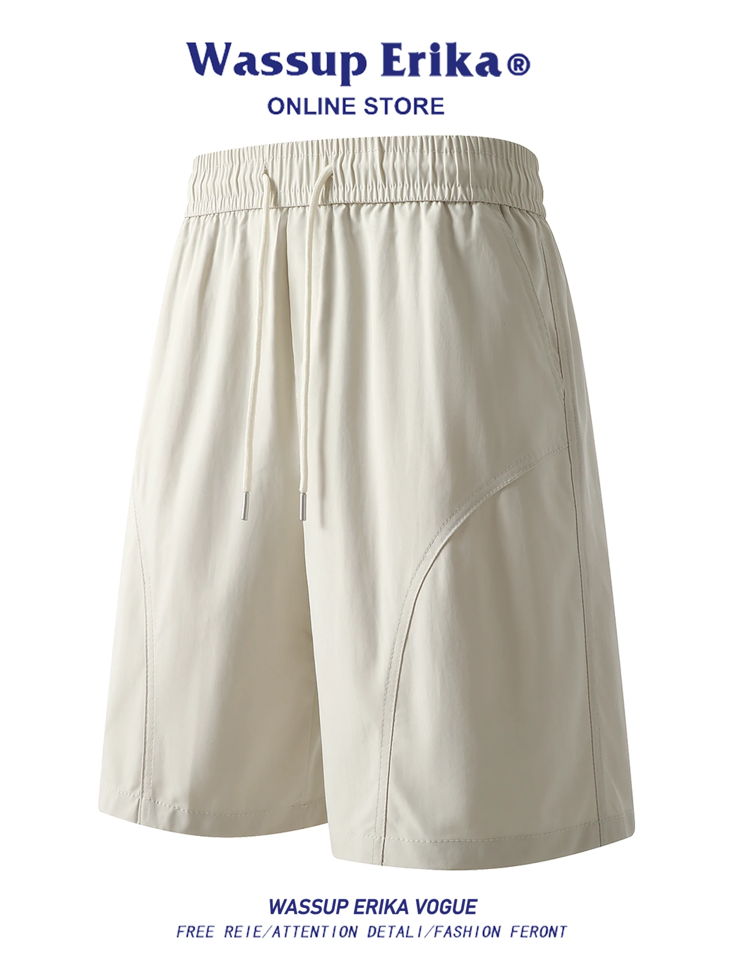 

Wassup Erika American Sle Qui Dry Sports orts Men's Summer Thin Ice Silk Casual Pants Sides Cut Elastic Waist Youth Fas...