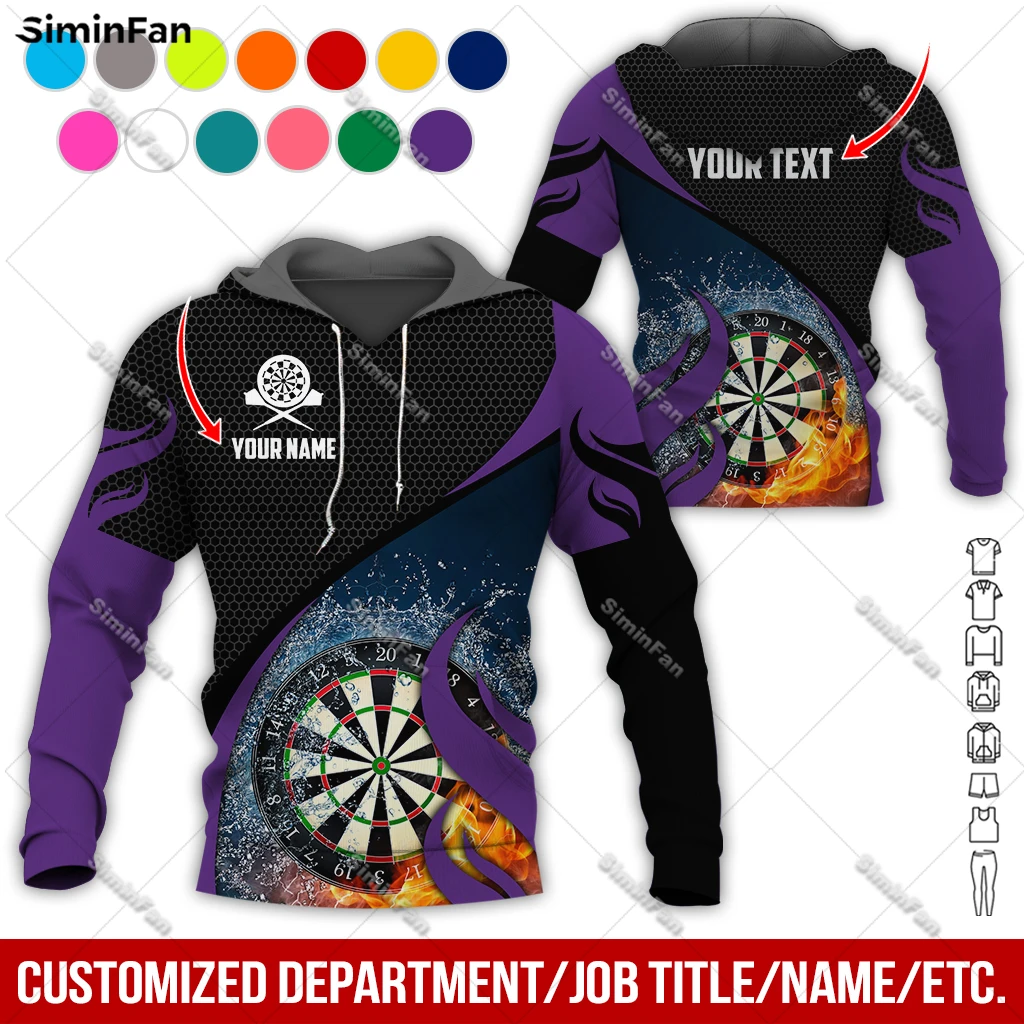 Custom Text Ice Fire Dartsboard Colorful Mens Hoodies 3D Printed Male Pullovers Coats Jacket Unisex Long Sleeve Shirt Female Top