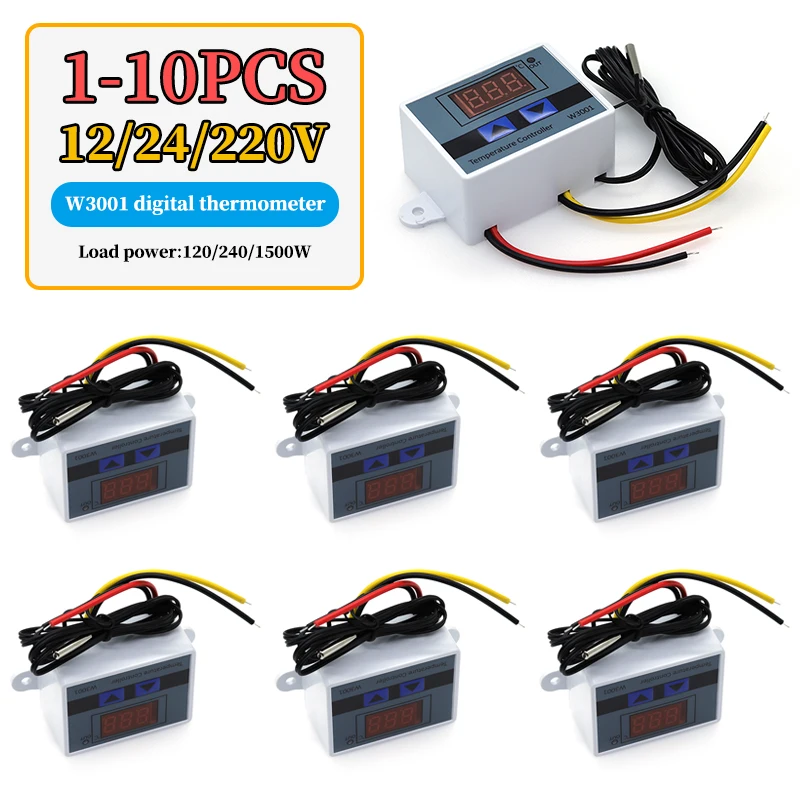

1-10 шт. W3001 цифровой контроль температуры микрокомпьютер термостат переключатель термометр новый терморегулятор 12/24/220 В