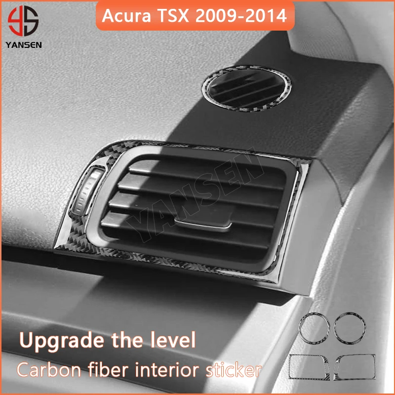 

Carbon Fiber Car Sticker For Acura TSX 2009-2014 Mist Eliminator Dashboard Left Right Air Vent Trim Cover Accessories