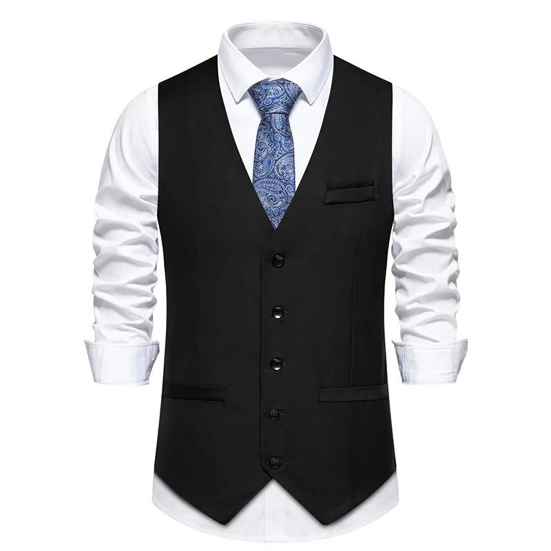 Heren Rode Casual Jurk Pak Vest Slim Fit V-Hals Zakelijk Formeel Vest Heren Feest Diner Bruiloft Prom Smoking Gilet Homme