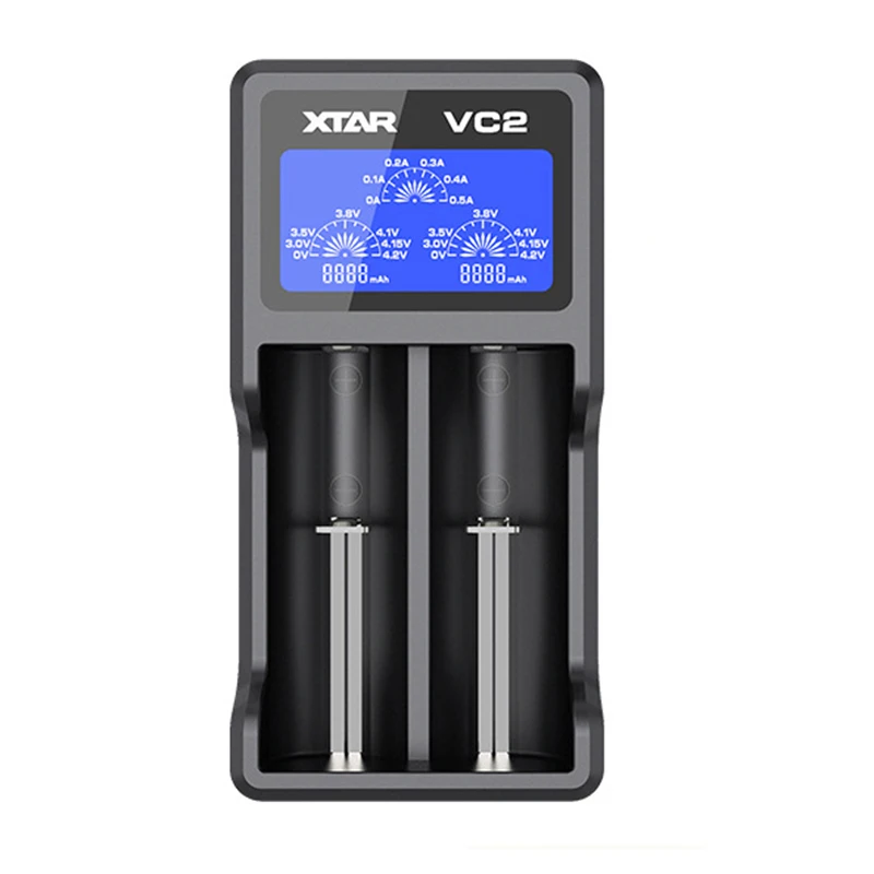 XTAR VC2 18650 Battery Charger Test Batteries Capacity Display USB Charger For 10400-26650 Li-ion Battery 21700 18650 Chargers