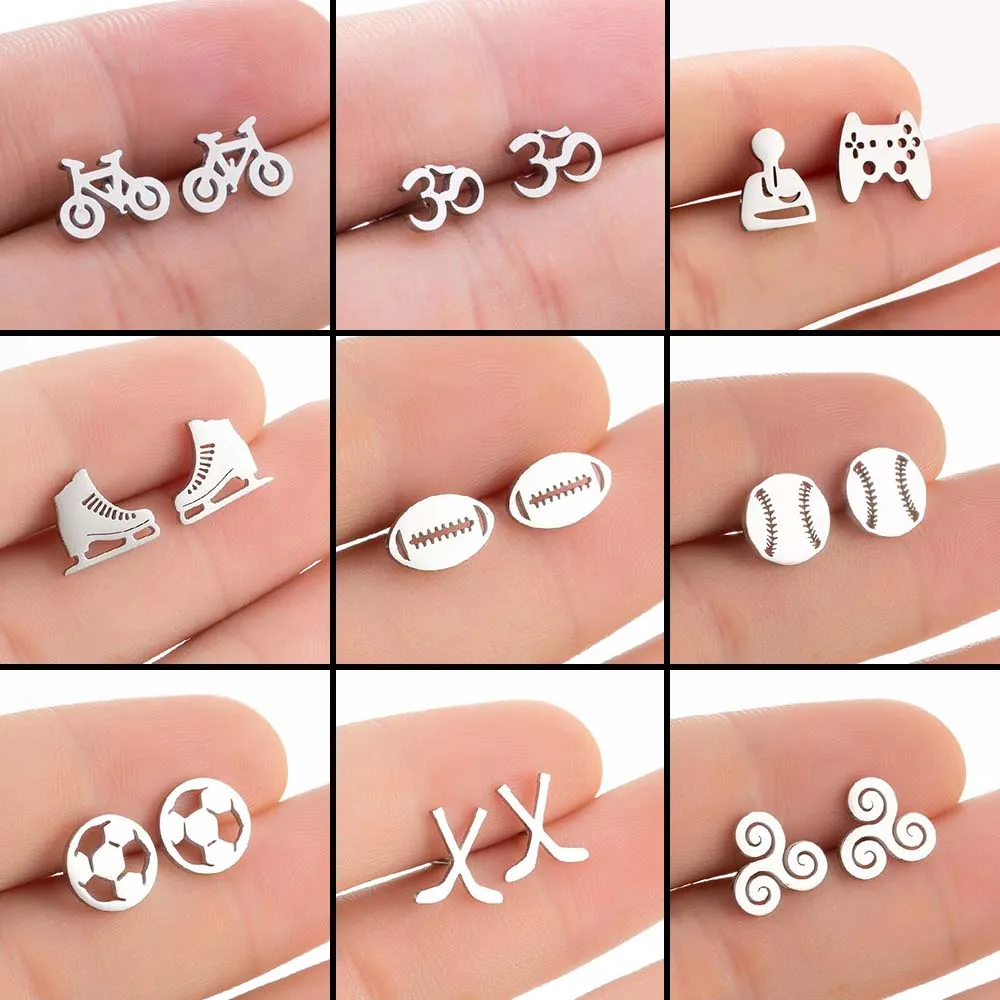 Simple Bicycle Sporty Designer Earrings For Women Ball Multiple Earrings Stainless Steel Ear Piercing Birthday Gifts Jewelry