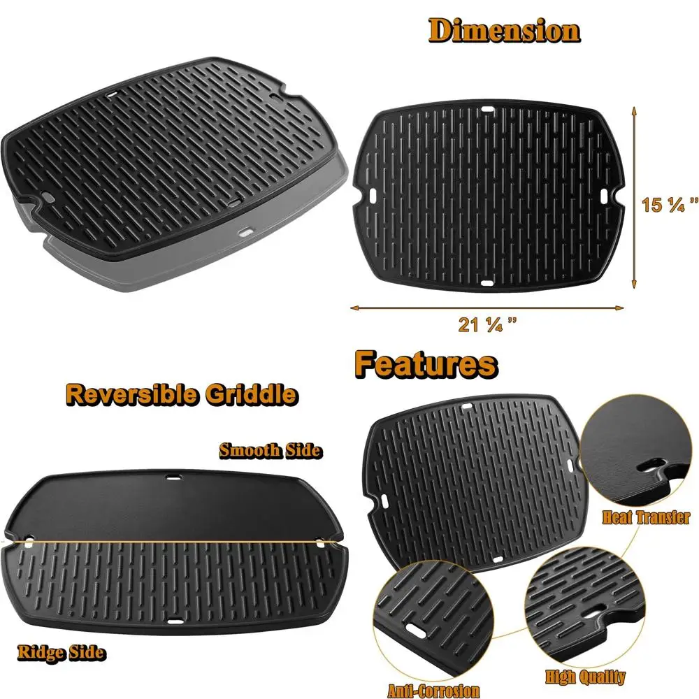 

Griddle Replacement Parts for Grill - Cast Iron Plate, Full Size Reversible Griddle Accessories
