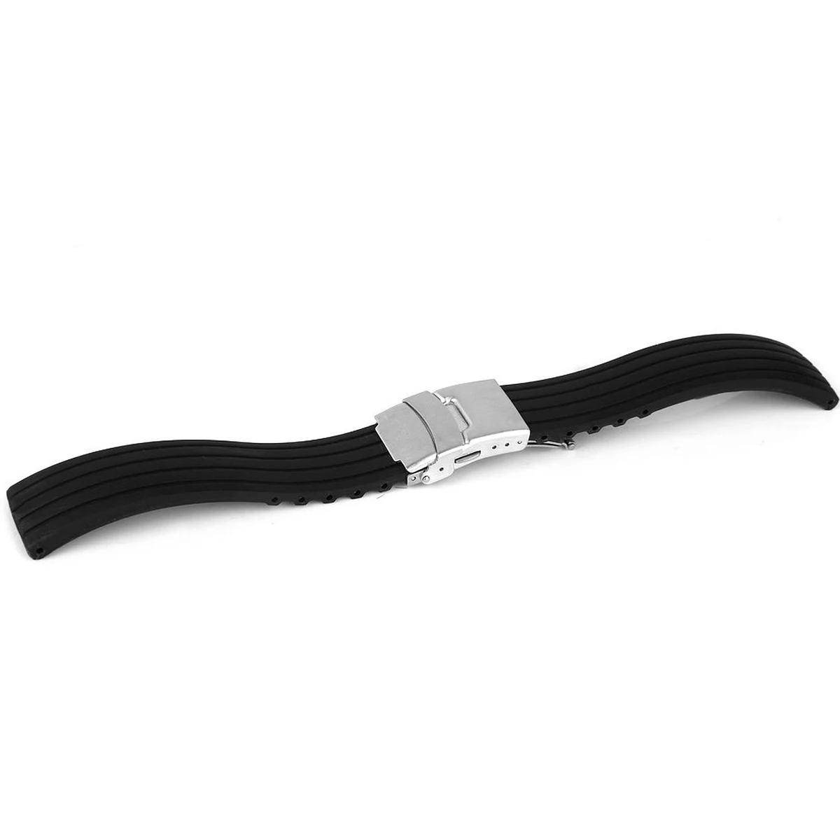 

7.5 Inch 24mm Waterproof Silicone Watch Band Strap Adjustable Quick Release Clasp for Sports Diver Men's Watches