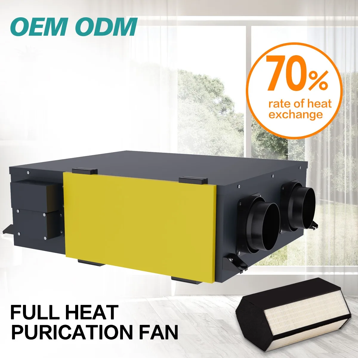 Radiador de aquecimento termostato exaustor sistema de ventilação de recuperação de calor trocador de calor hvac para banheiro hotel e cozinha