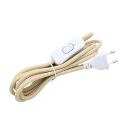 AC 220-240V European Plug Power Cords with Inline Switch Fabric Braided Cable Extension Cords