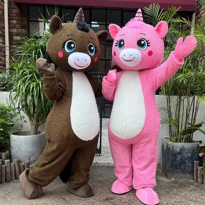

Disney Adult Year of the Horse Cartoon Mascot Costume Walking Stage Performance Animal Outfit for Christmas Festival Party