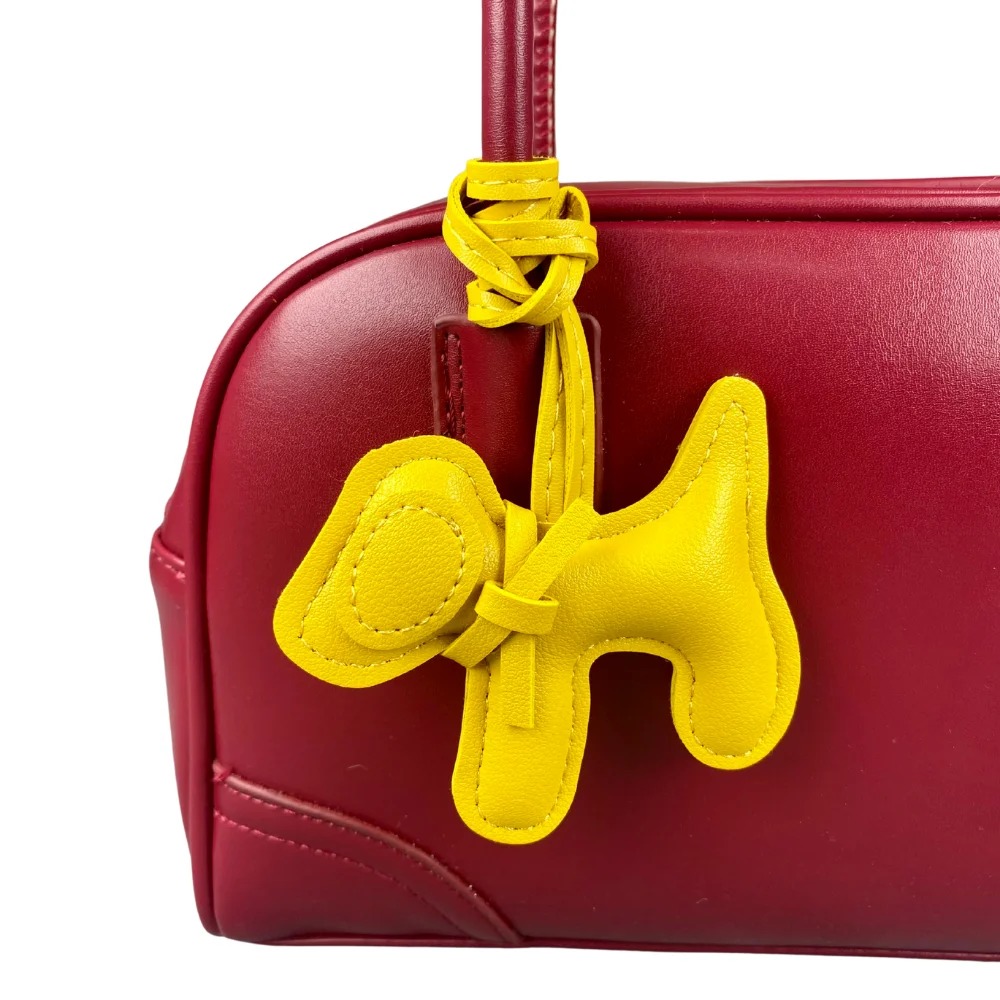 

12 Colors!Premium Handmade Dog Keychain/Charm-Cute Side Profile, Perky Tail-Carefully Stitched & Stuffed Accessory-PU Leather