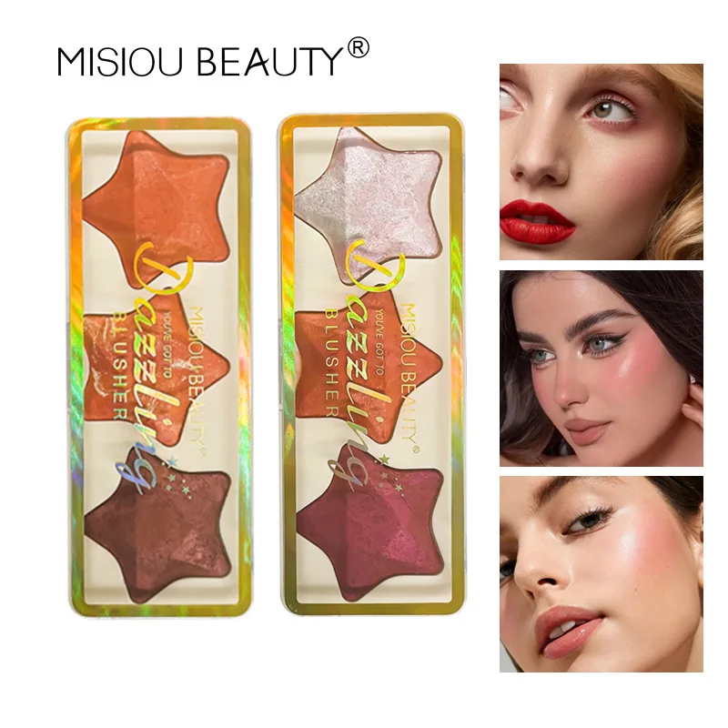 Five-pointed Star Light 3 Color Highlight Contouring Baked Powder Diamond Nose Shadow Highlight Blush Contouring Disc