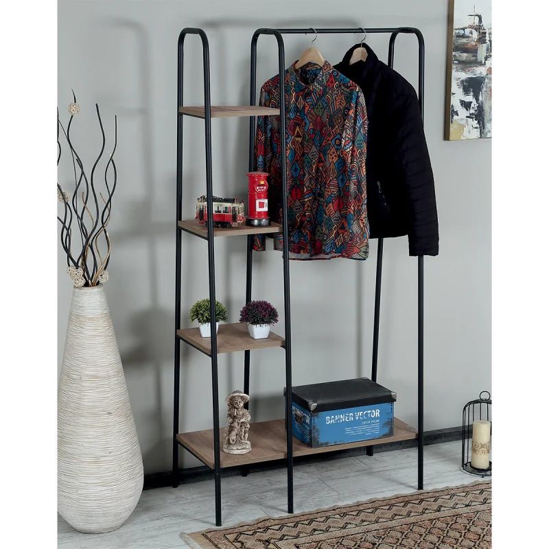 custom.Modern Industrial Metal Frame Wooden Bookshelf Open Display Storage Rack Living Room Office Home Use