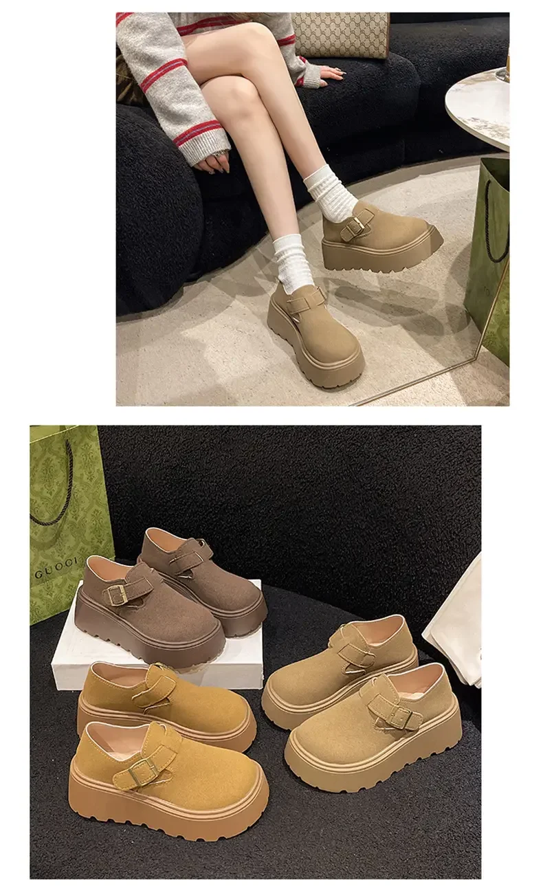 Женские туфли Mushang W03-1, весенние носки Birkenstocks на толстой подошве, увеличивающие маленький размер