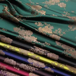 Chinese Style Jacquard Brocade Fabric Soft By The Meter for Clothing Cheongsam Stage Costumes Sewing Flower Plain Cloth Green