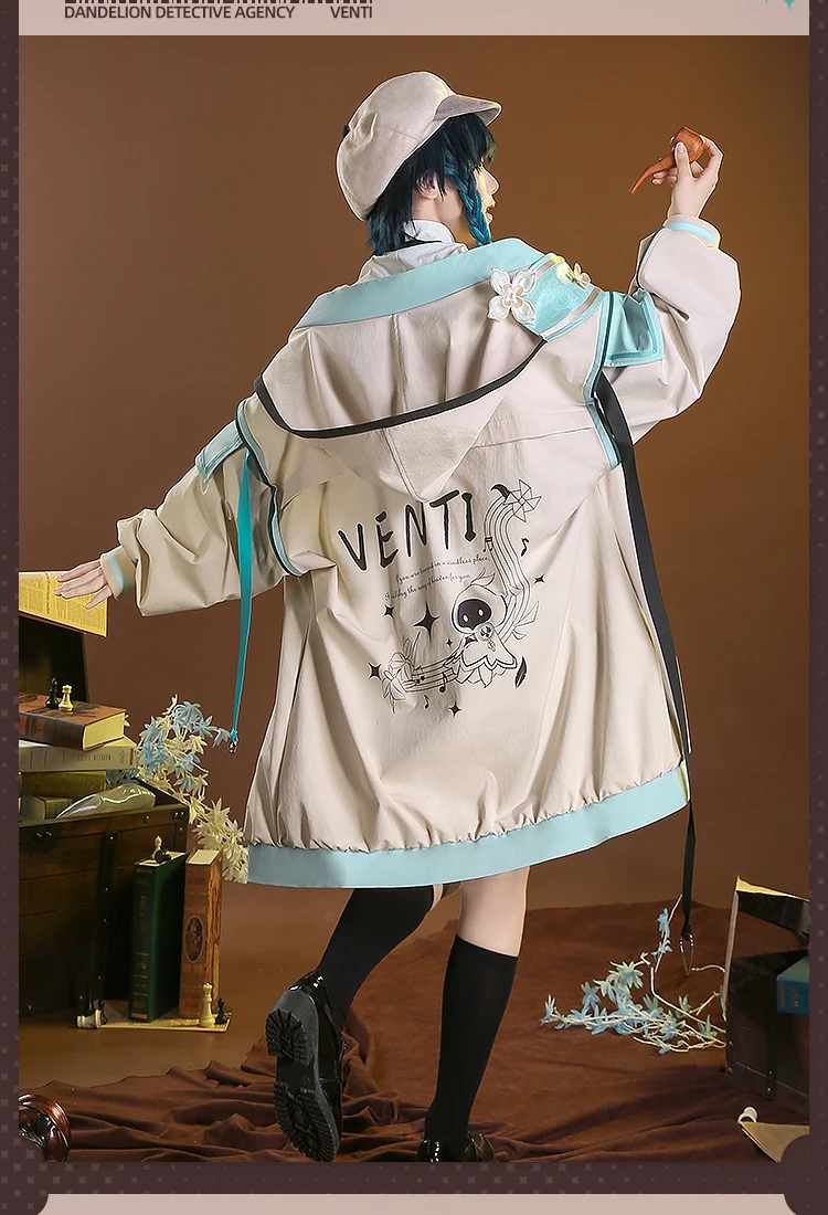 COSLEE Genshin Impact Venti Dandelion Detective Agency Uniform Cosplay Costume Game Suit Halloween Party Outfit New 2023