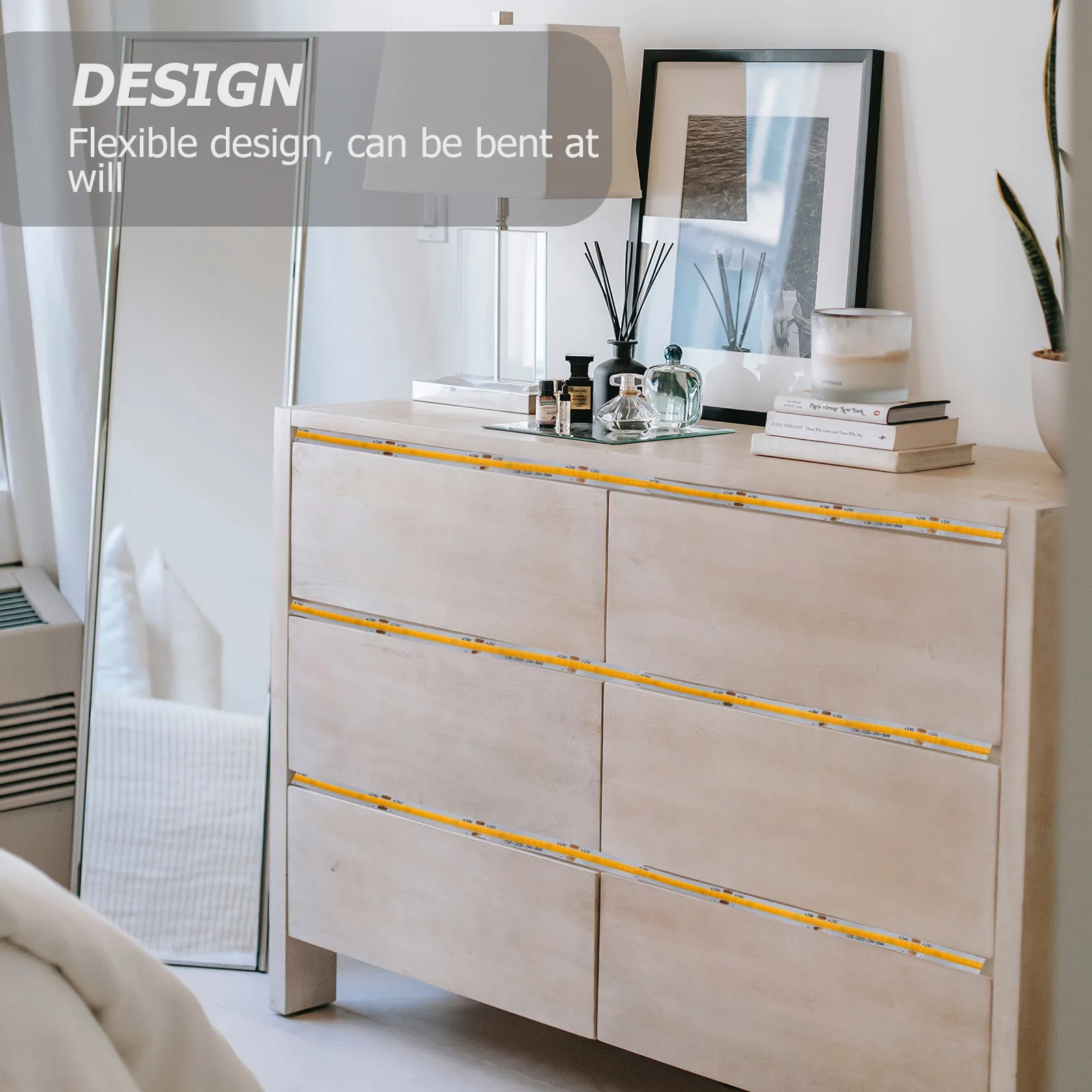 

Cob LED Light Strip Flexible Bendable High Brightness DIY Installation for Indoor Outdoor Home Decor Staircase Kitchen Cabinet