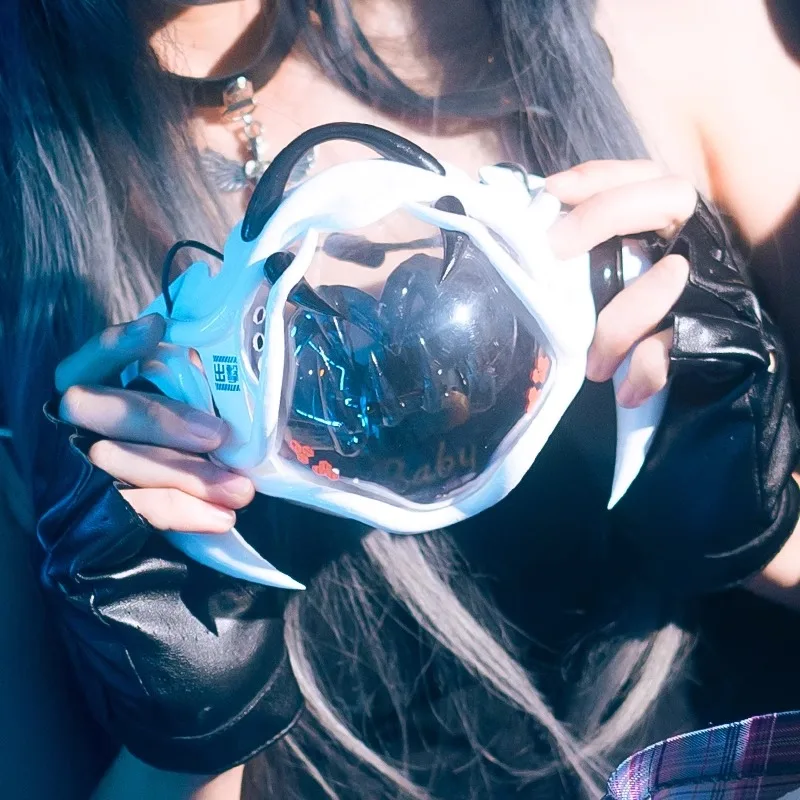 Game Cyberpunk Cosplay Mask Fish Add Lights Cosplay Function Cosplay  Mask Warrior Half a face Mask Props For Men Women Cools