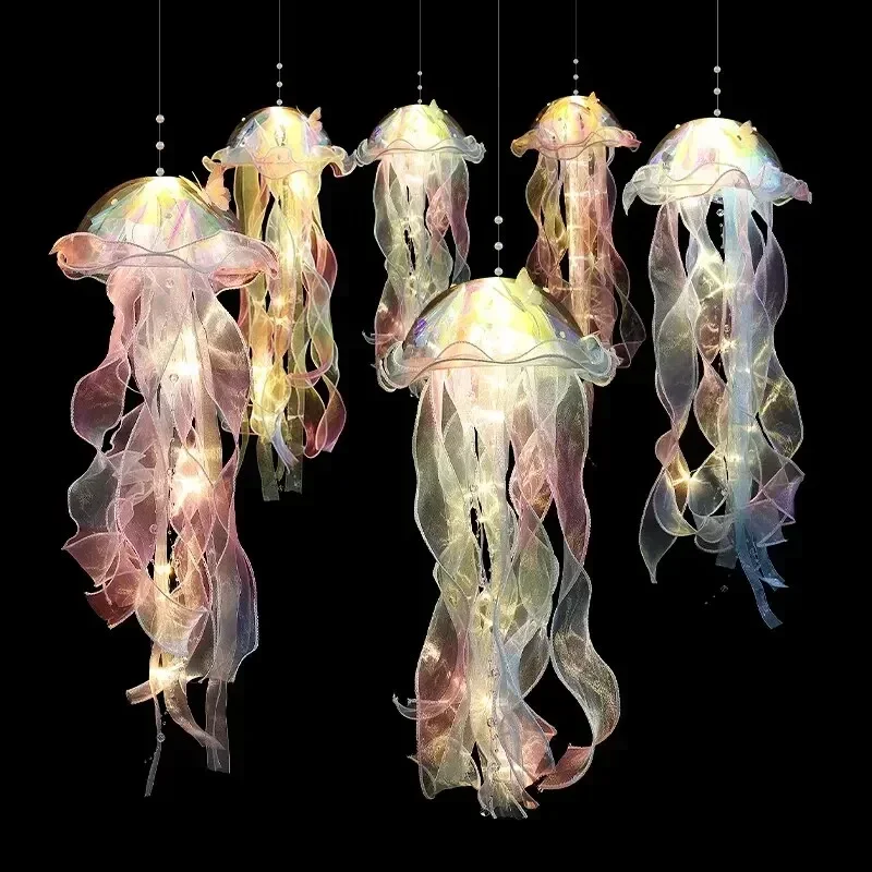 Gradient Jellyfish Light Decoration LED Light Festival Pendant Courtyard Lighting Handmade Light