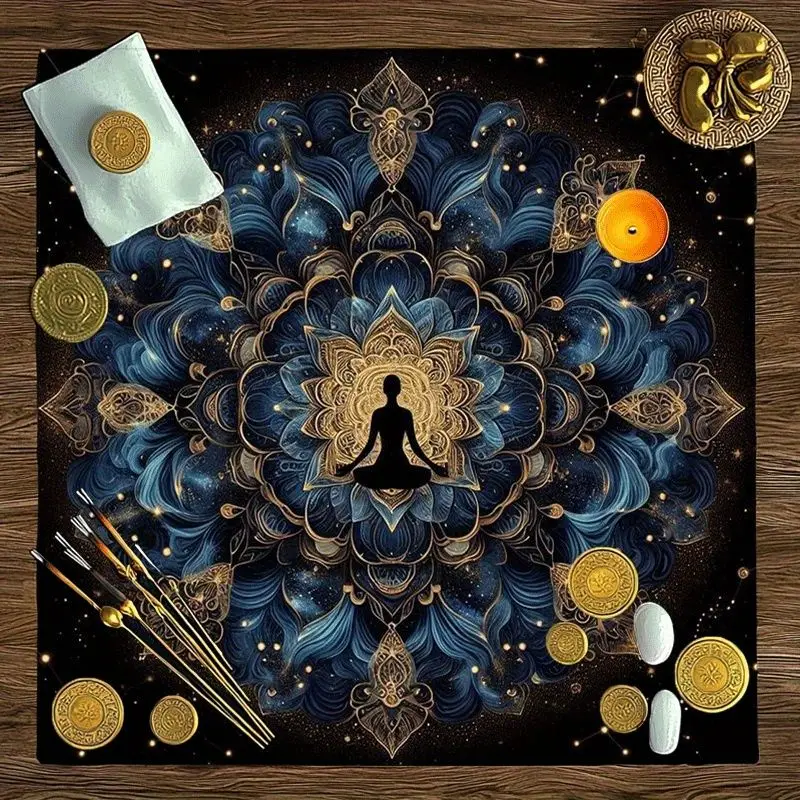 VIKAMA Blue Purple Star Cloud Card Array Tarot Tablecloth, Mystical Divination Altar Cloth Ceremony for Spiritual Decor