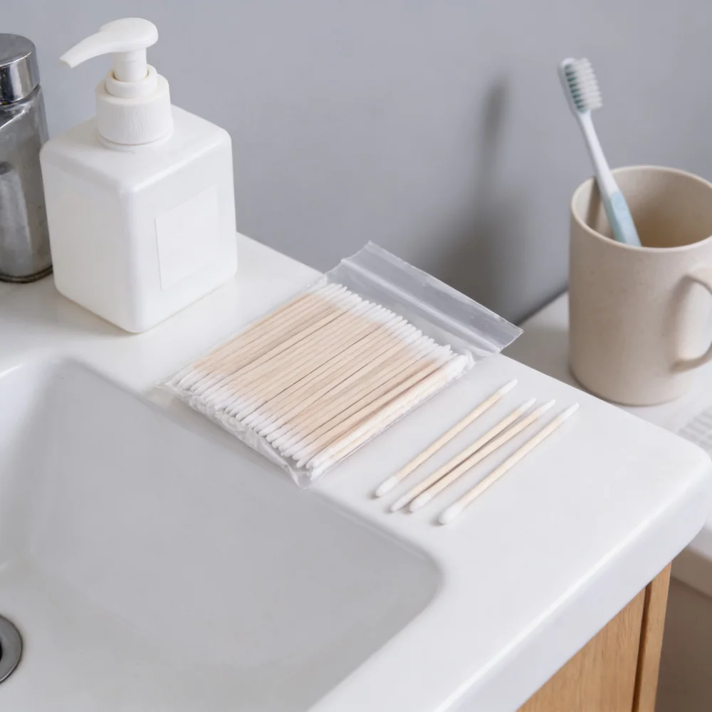 100/300/900PCS Double-Sided Wooden Cotton Swabs with Micro-Bristles for Eyelash Cleaning Nail Ear And Toothpick Cosmetic Eyelash