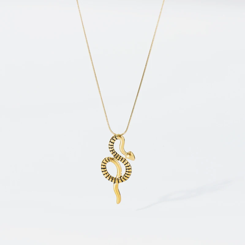 EILIECK 316L Stainless Steel Snake Pendant Necklace For Women Girl Luxury Design Waterproof Jewelry Lady Gift Party collier