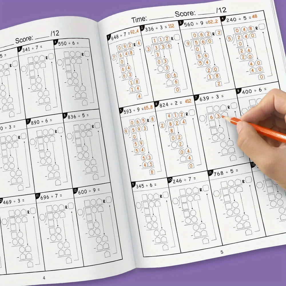 This set of 2 math exercise books is suitable for grades 3 to 5 - daily multiplication and division practice, fun math activity