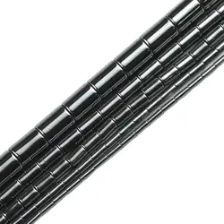JHNBY 1~8mm Cylinder Black Hematite Natural Stone Loose Beads For Jewelry Making 15.5'' Spacer BeadS Diy Charm Bracelet Necklace