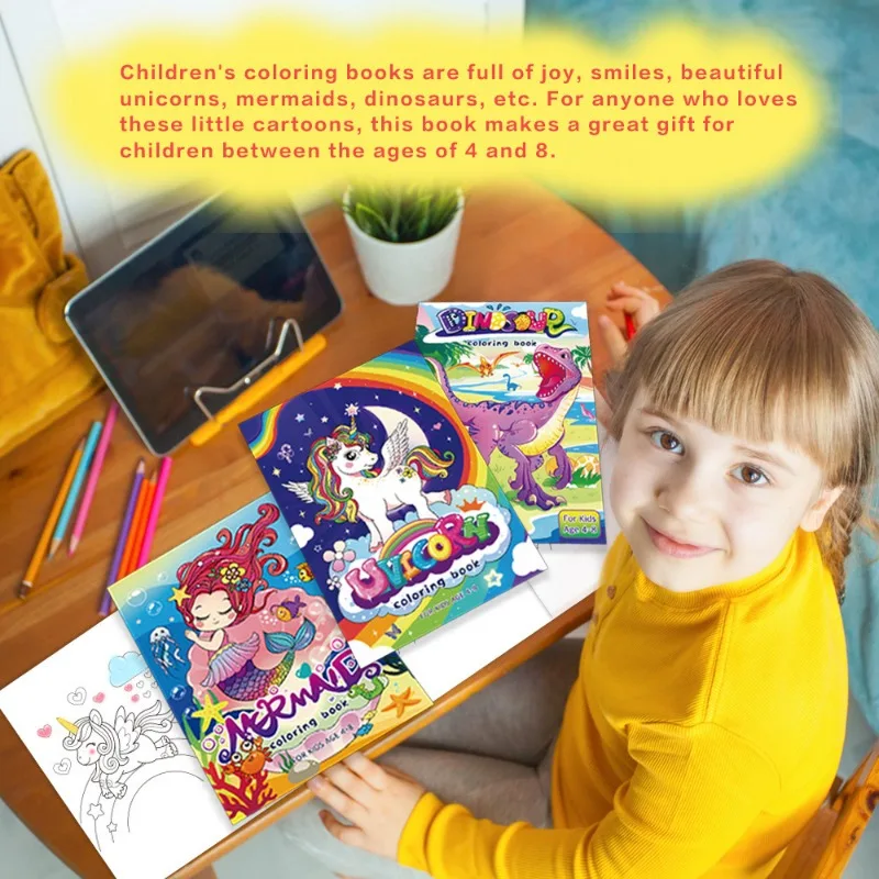 Unicorn Mermaid Coloring Book 60 Cartoon Graffiti Enlightenment 4-year-old Children's Coloring Book