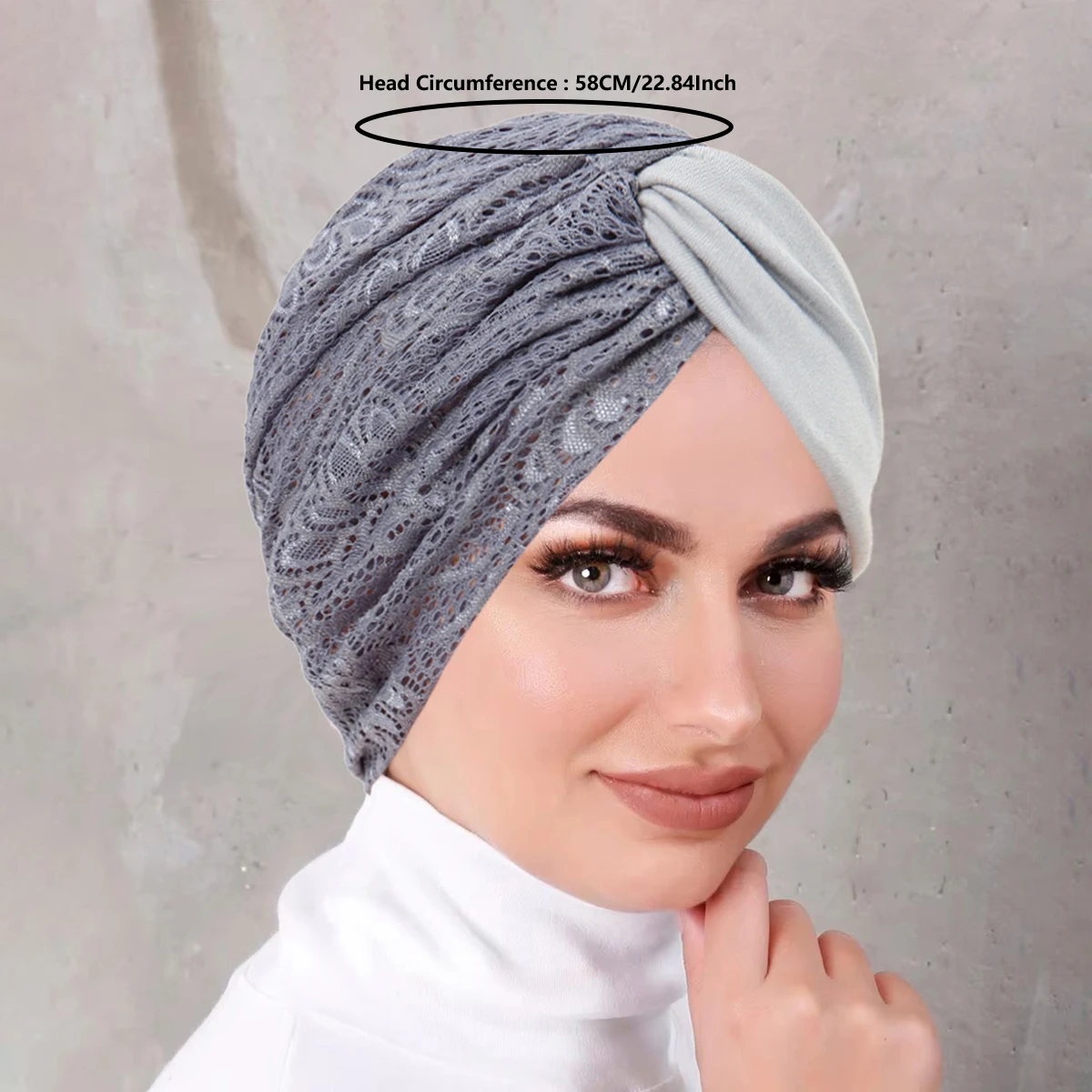 بلون الدانتيل الربط النساء مسلم الحجاب قبعات التفاف رئيس الهندي عمامة بونيه موضة غطاء الرأس الملابس الإسلامية الملحقات
