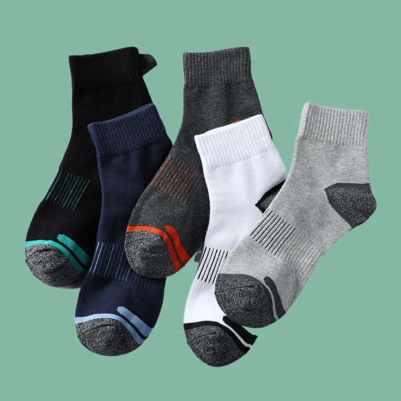 5 Pairs 2024 High Quality Men's New Socks Outdoor Hiking Sports Socks Sweat-Absorbent And Deodorant Basketball Socks Men's Socks