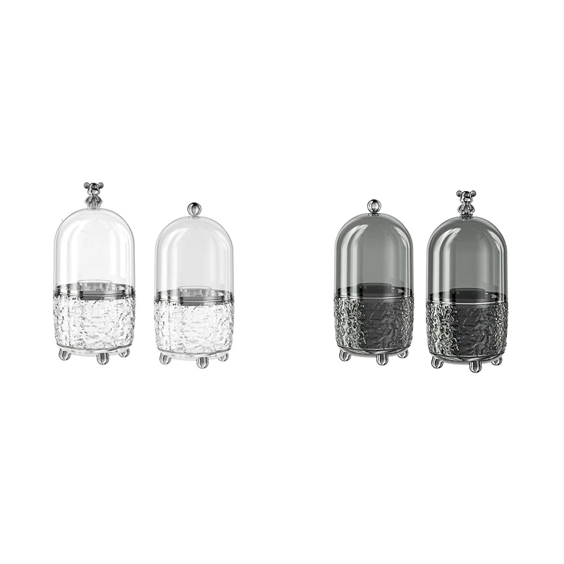 

Best-2PCS Makeup Brush Holder with Lid 360 Rotating Clear Dustproof Make Up Brushes Container for Vanity Desktop
