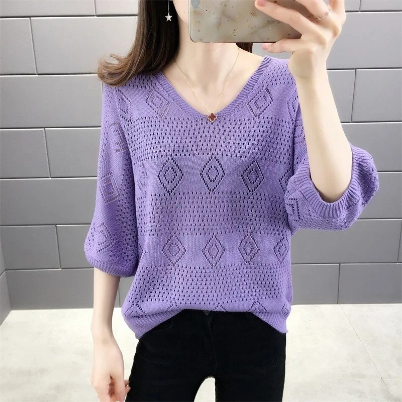 Pullover donna scava fuori Top larghi moda femminile sottile estate a prova di sole Cool Streetwear Club Style Casual All-match Top