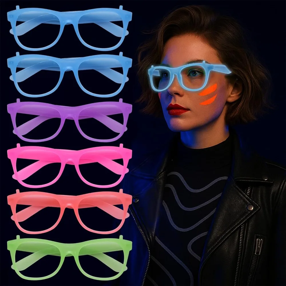 

Neon Glasses – UV Blacklight Reactive Square Frame Eyewear in 5 Colors for Rave