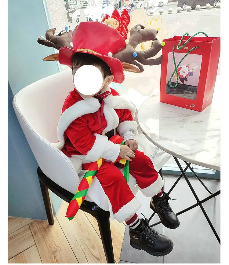 Christmas Kids Costume Christmas Elk Christmas Prince Christmas Princess Cosplay Red suits Children Size 90~130cm Halloween