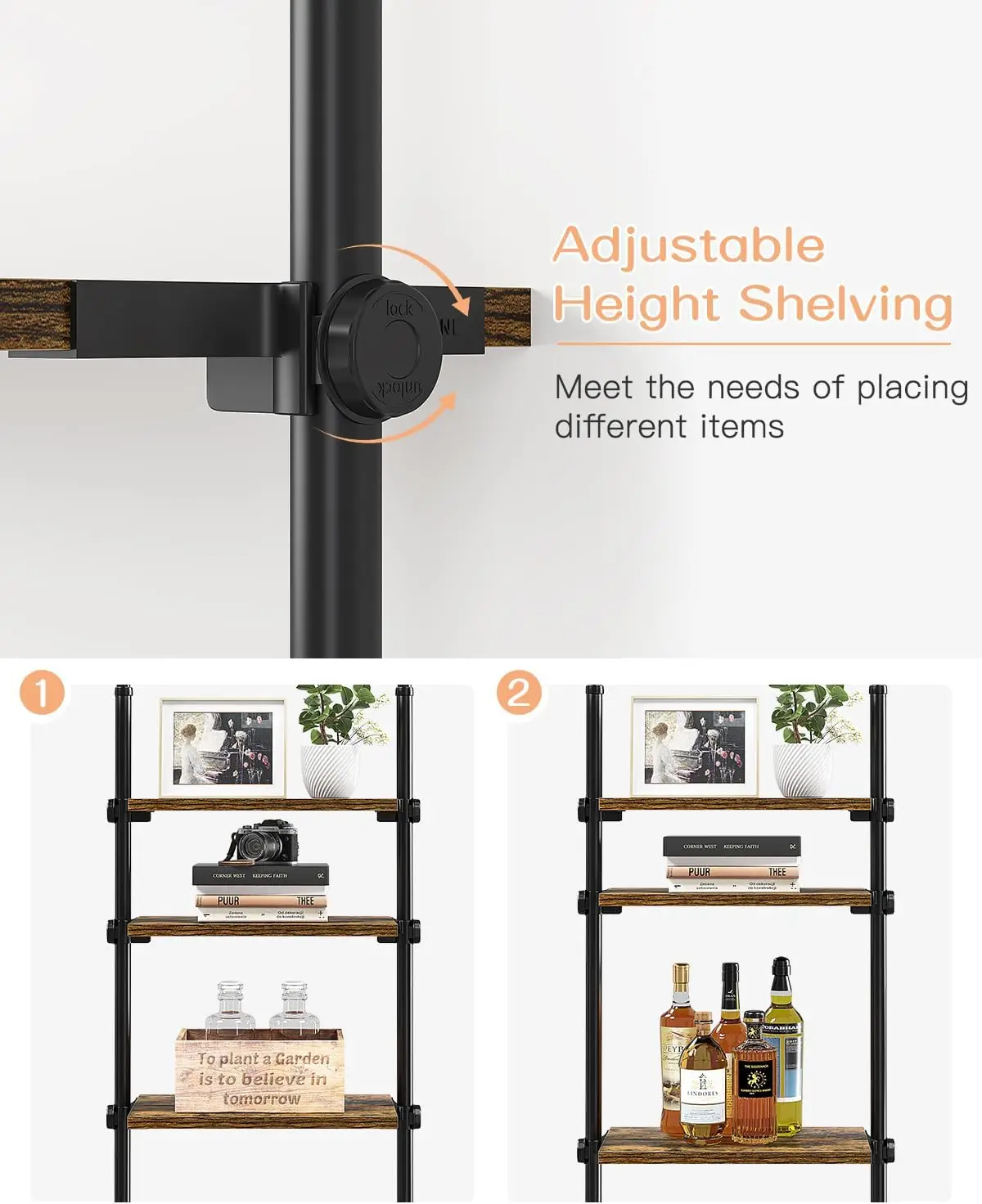 

Allzone Adjustable Tall Narrow Bookshelf For Bedroom, 4-Tier Ladder Bookcase For Small Spaces, Tension Mount Tall Skinny Book