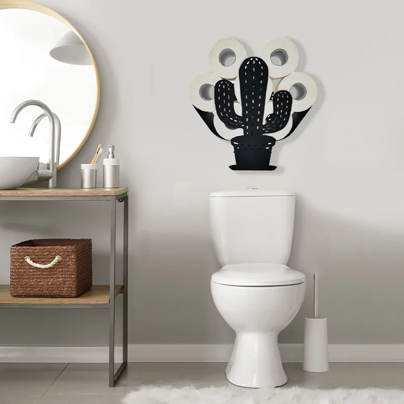 Cacto Forma Rolo Toilet Paper Holder Rack de Armazenamento de Tecido Metal Ferro Artesanato Suporte do Banheiro Casa Decoração Decorativa