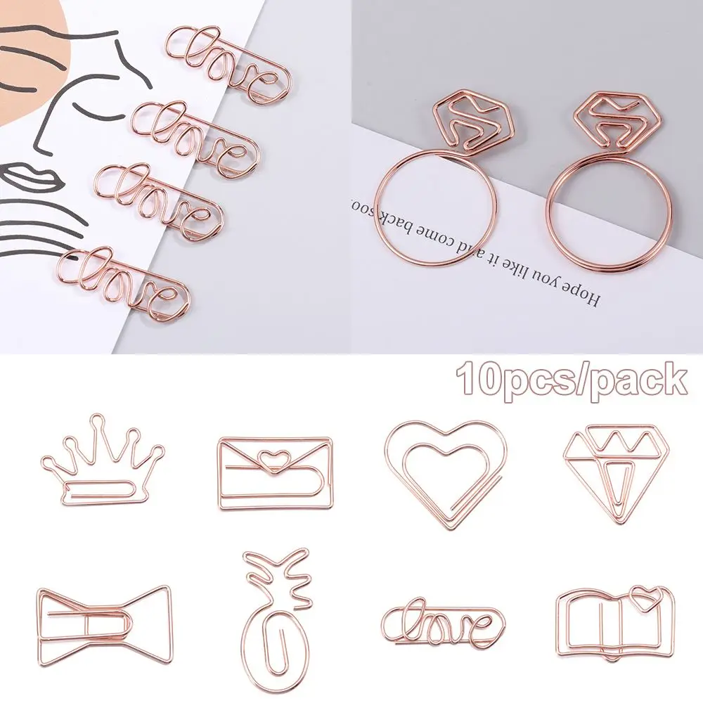 10Pcs New Diamond Crown Envelope Stationery Photo Tickets Office Supplies Metal Paper Clip Mini Binder Clips