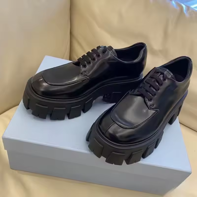 Mocassini in pelle scarpe da donna scarpe con plateau primaverili e autunnali scarpe singole stringate taglie forti 35-43 scarpe casual piatte da donna