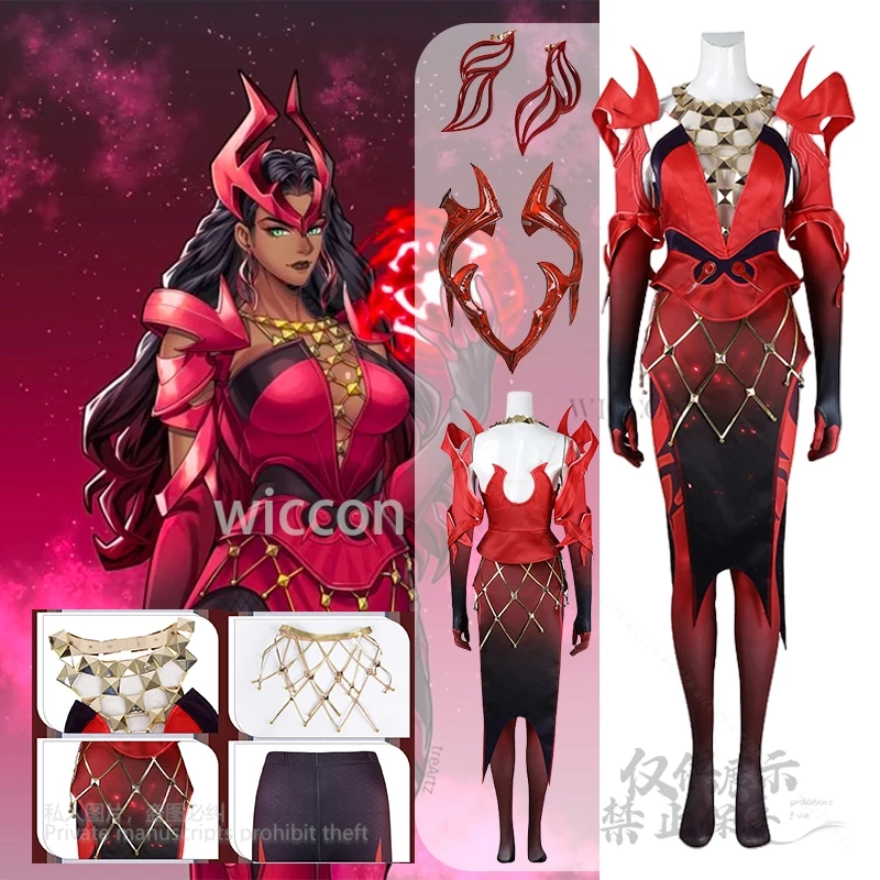 

Anime Scarlet Cosplay Witch Costume Tops Skirt Outfits Full Set Props Full Set Y2K Halloween Emporium Matron Costumes Customized