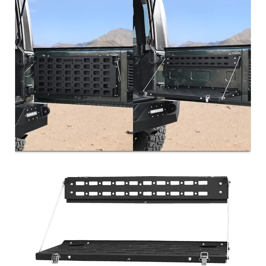 

Задняя складная грузовая стойка со столом для Jeep Wrangler JK 2, 4-дверная 20072018 Прочная полка для хранения на открытом воздухе с поддоном MOLLE