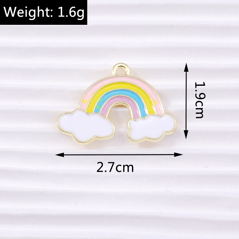 10 teile/los Cartoon Emaille Regenbogen Wolken Charms für Schmuck Machen Frauen Mode Tropfen Ohrringe Anhänger Halsketten DIY Handwerk Geschenk – Detail 18