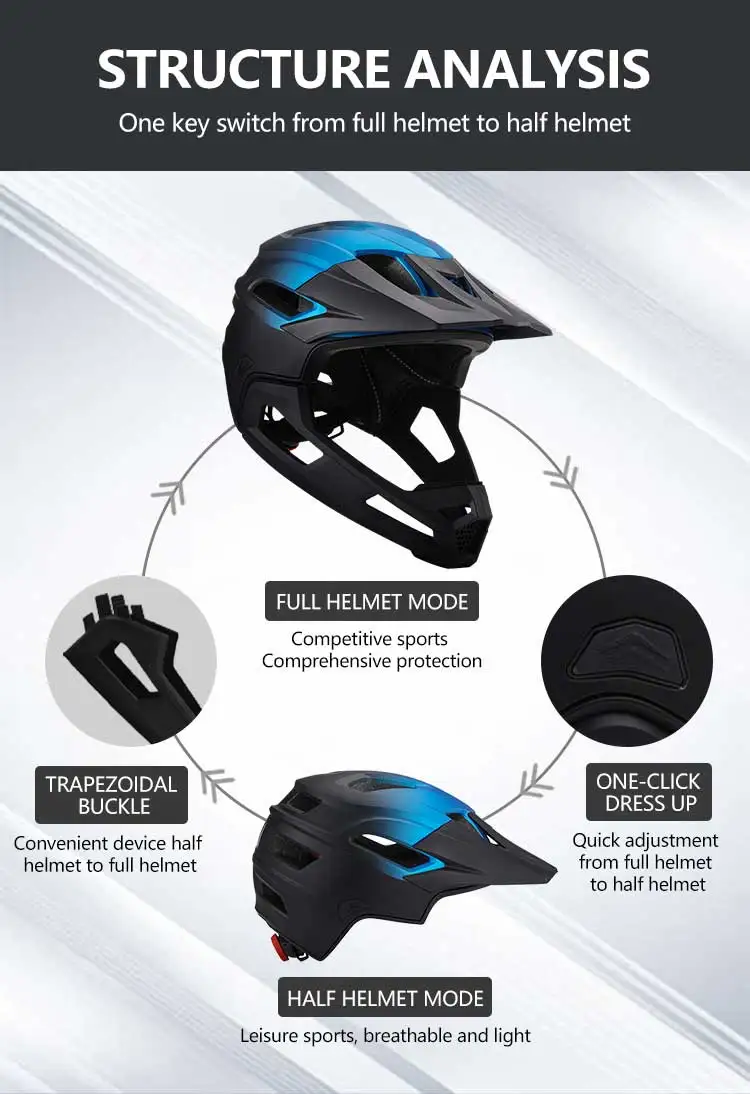 Eastinear's neuer Fahrrad-Mountainbike-Helm für Erwachsene, volles Gesicht, abnehmbarer einteiliger Motorrad-Schutzhelm, Kopfschutz – Detail 5