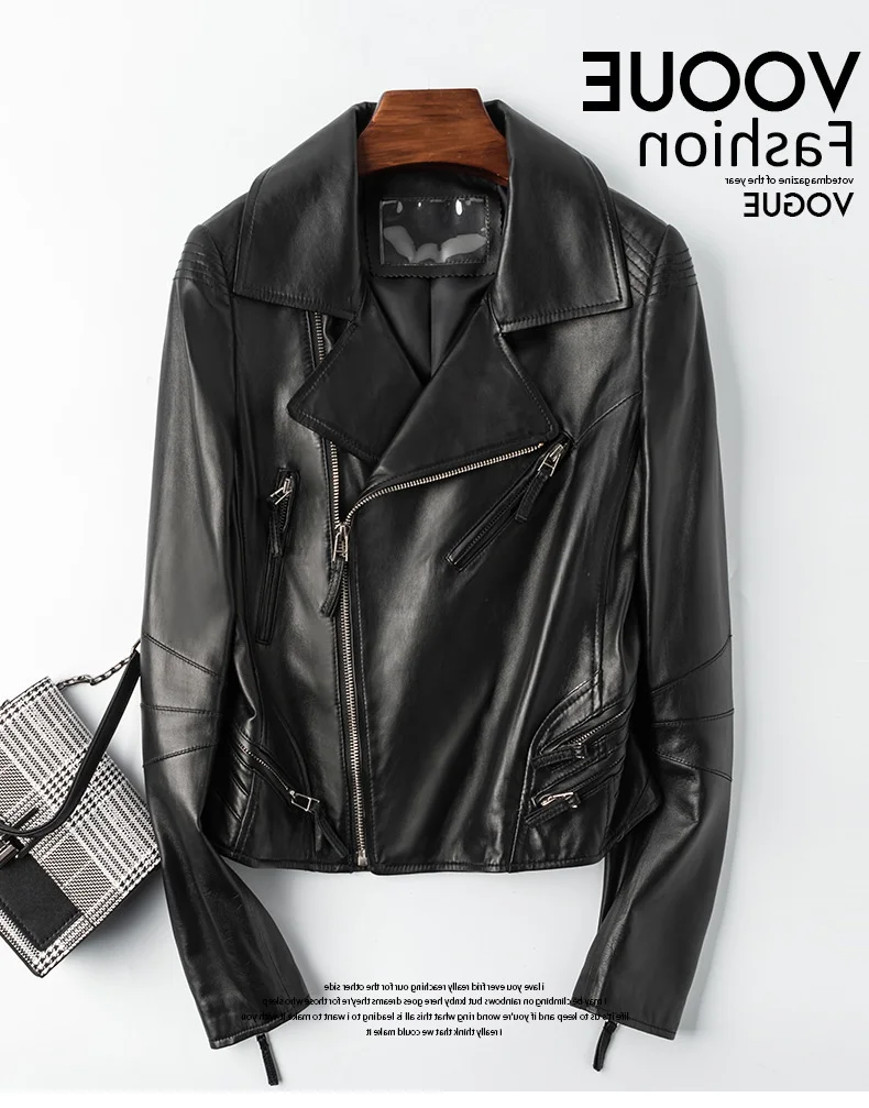 

2023 100% Real Leather Jacket Women Natural Sheepskin Coat Female Motorcycle Biker Jackets for Women Slim Fit Femme Veste