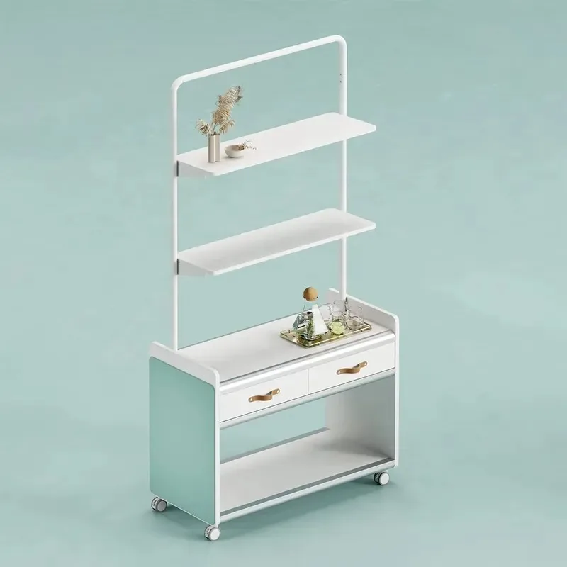 Premium 4-Tier Mobile Storage Rack with Drawers Open Shelf Cart Wooden Office File Cabinet for Home Office
