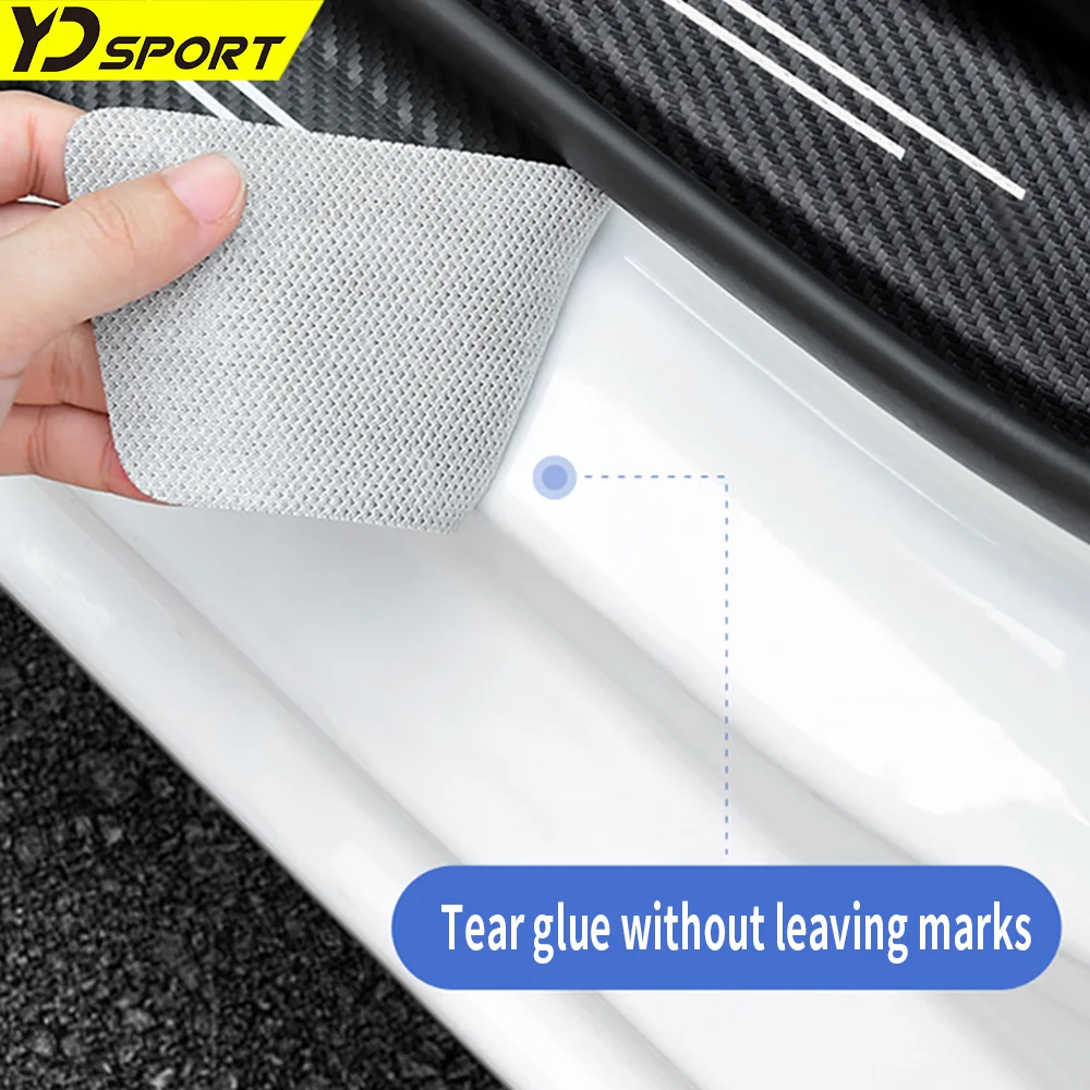 Car Door Threshold Scuff Plate Carbon Fiber Sill Protector Sticker For Toyota YARIS Trunk Bumper Decal Strips Auto Accessories