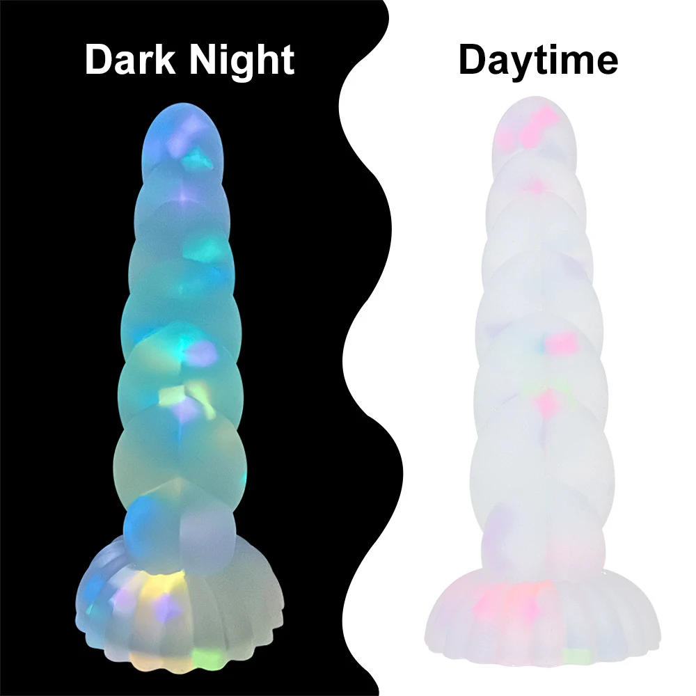 New Luminous Tiny Dildo With Suction Cup Glow in Dark Colorful Knot Penis For Beginners Female Men Masturbator Anal Massager Toy