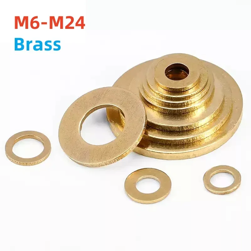 

M6 M8 M10 M12 M14 M16 M22 M24 Brass Flat Gasket Metal Plain Pad Spacers Seal Oring Washers Ring Hole Washer Thickness 1-3mm