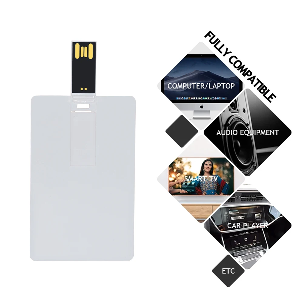 10PCS USB2.0 플래시 드라이브 4GB 8GB 16GB 32GB 64GB 128GB 신용 카드 맞춤형 로고 최고 품질 Creative Pendrive 무료 맞춤형 로고