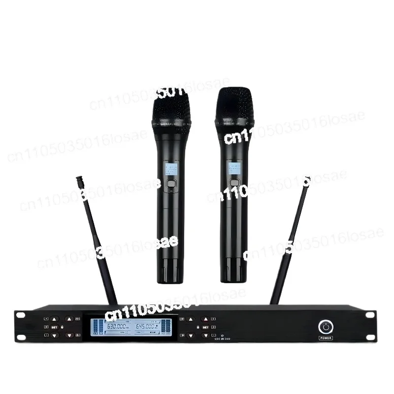 Professional UHF Handheld Cordless Dual Multi Channel Vocal Mic BT Wireless Microphone for Karaoke Streaming