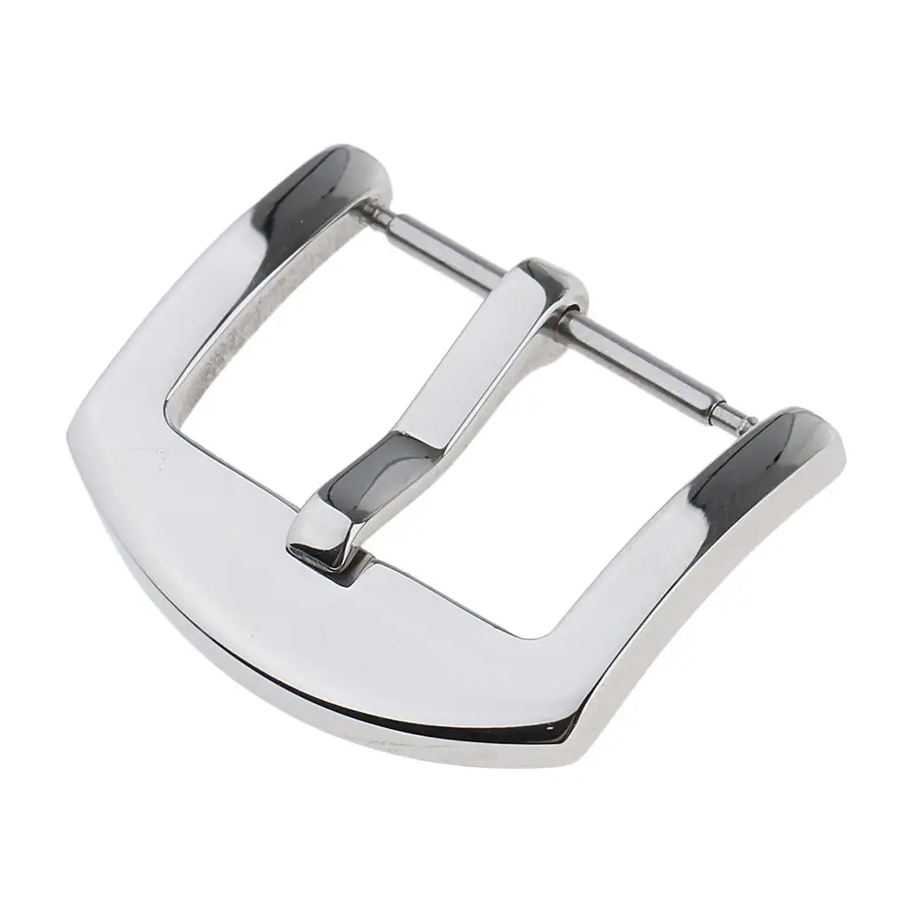 Silver Watch Strap Buckle Pin Clasp Durable Stainless Steel Watch Band Buckle for Leather or Rubber Band 20mm
